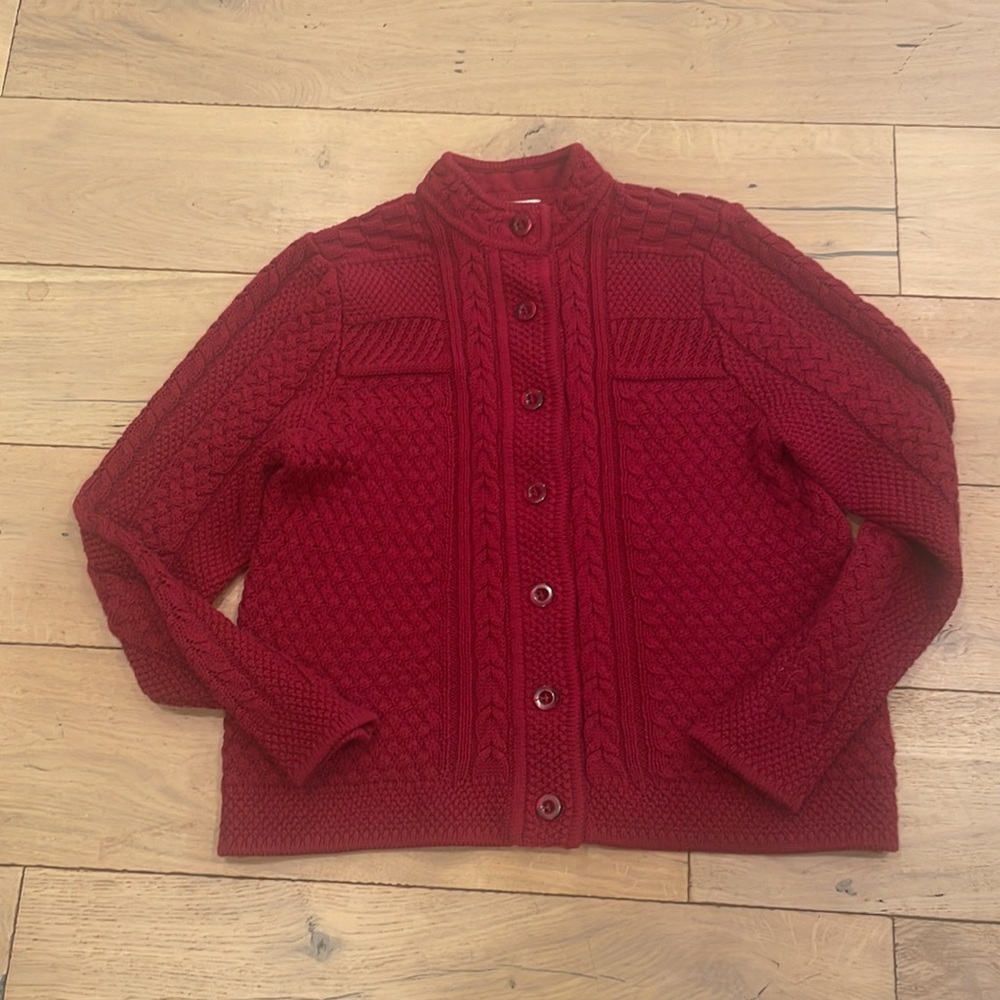 LL Bean red cardigan, small